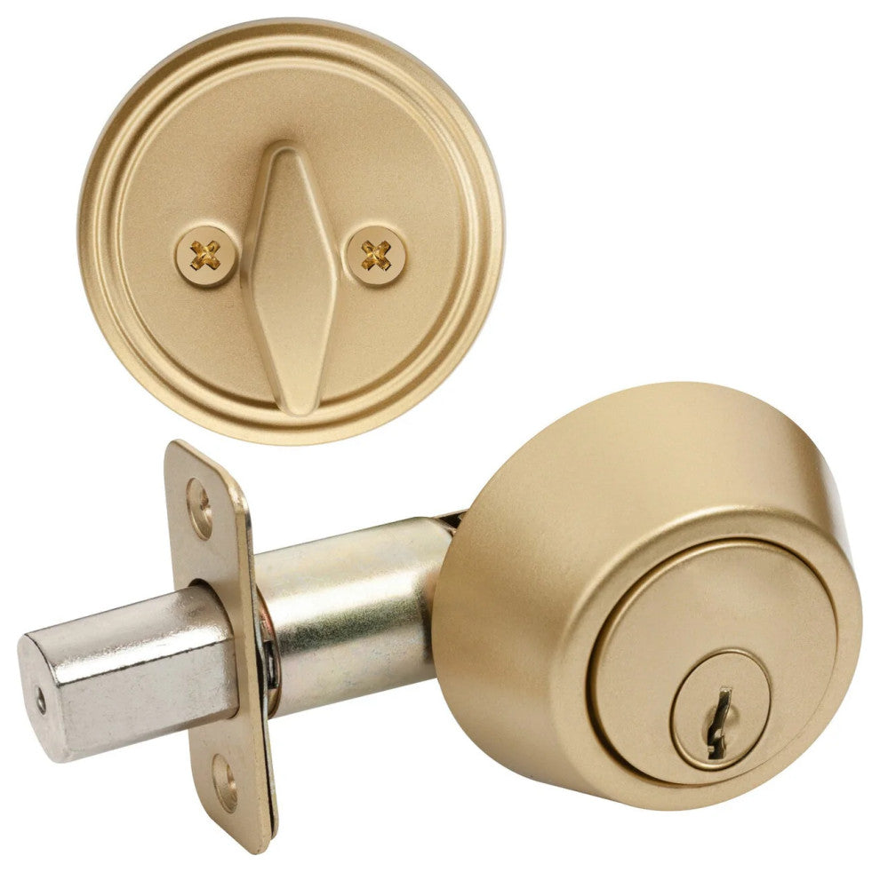 Designers Impressions Satin Brass Single Cylinder Deadbolt