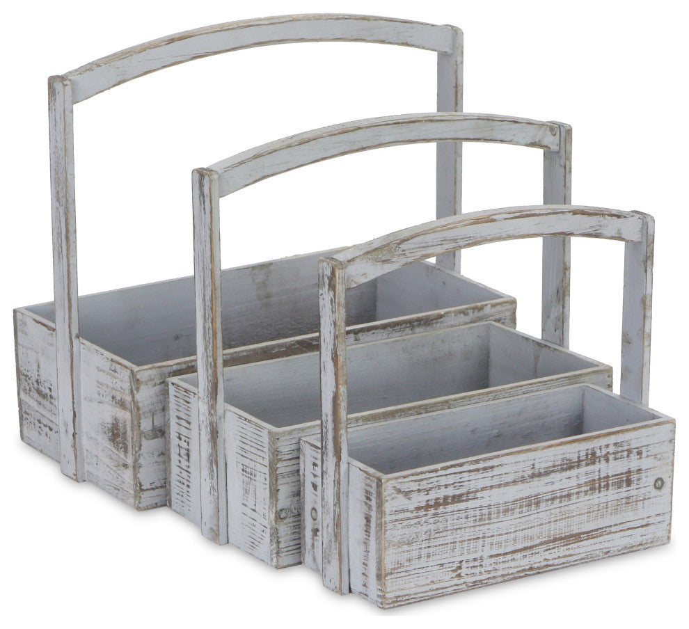 3-Piece Washed Wooden Storage Container Set