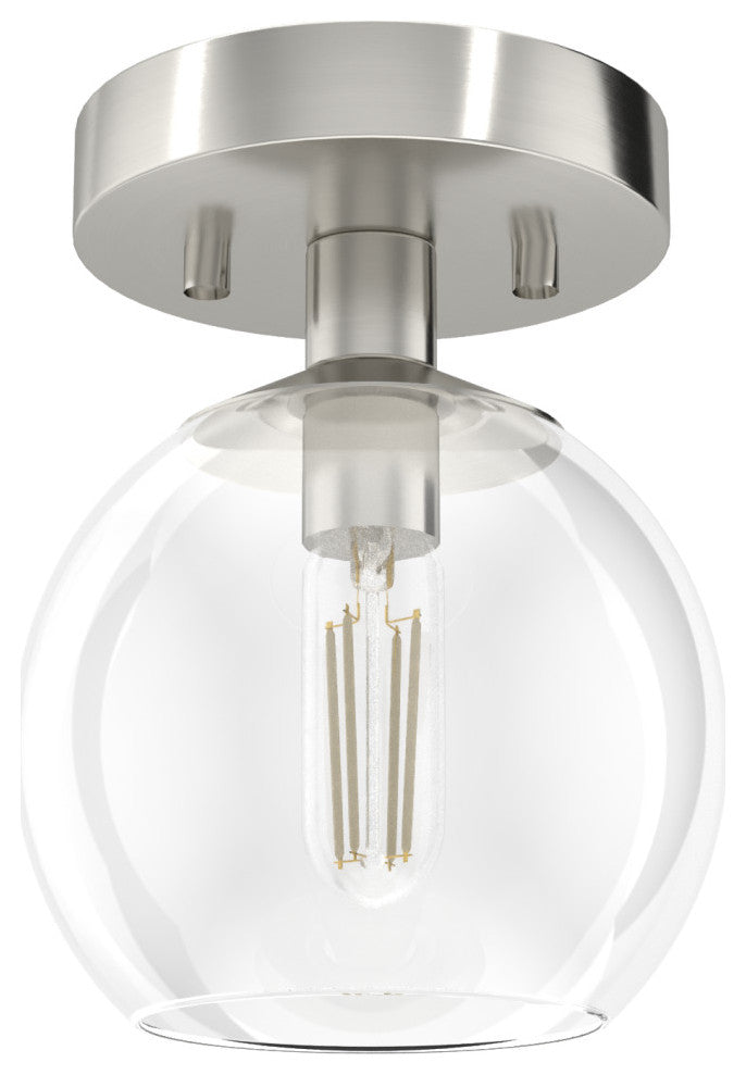 Xidane Brushed Nickel, Clear Glass 1-Light Mini Pendant