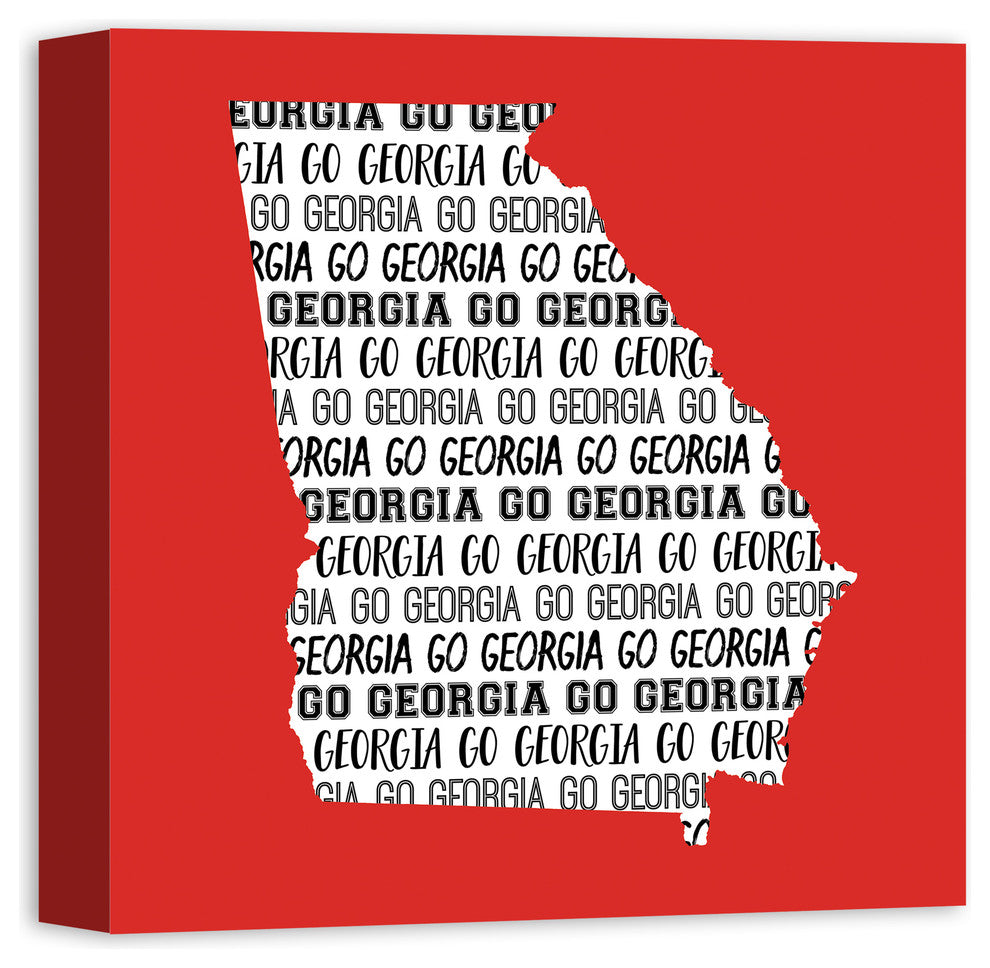 Red Georgia Go Team 16x16 Canvas Wall Art