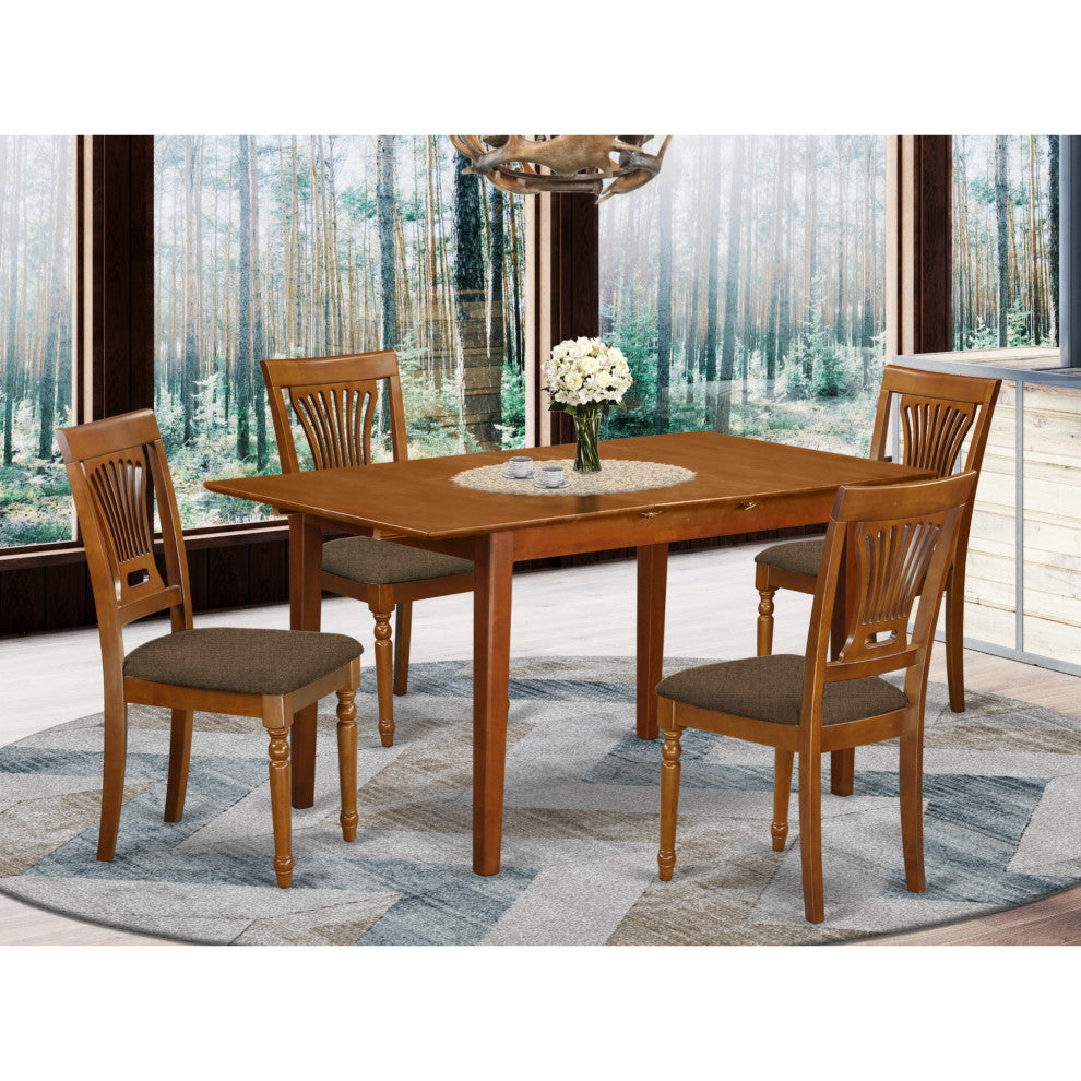 Pspl5-Sbr-C 5-Piece Kitchen Table Set Table With Leaf And 4 Dining Table Chairs