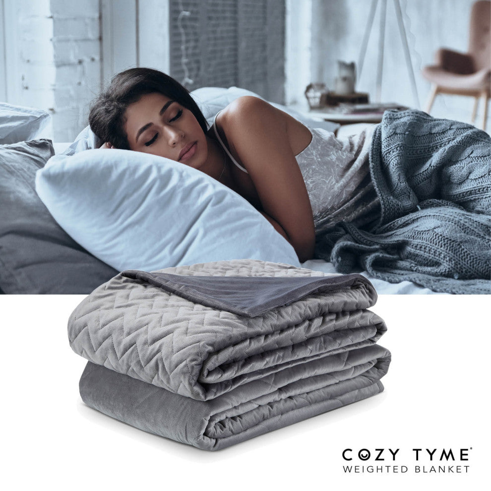 Cozy Tyme Kiyomi Weighted Blanket, Gray, 60"x80", 20LB