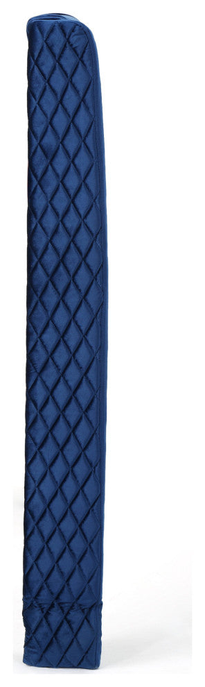GDF Studio Lidia Wingback Queen/Full Tufted Fabric Headboard, Navy Blue