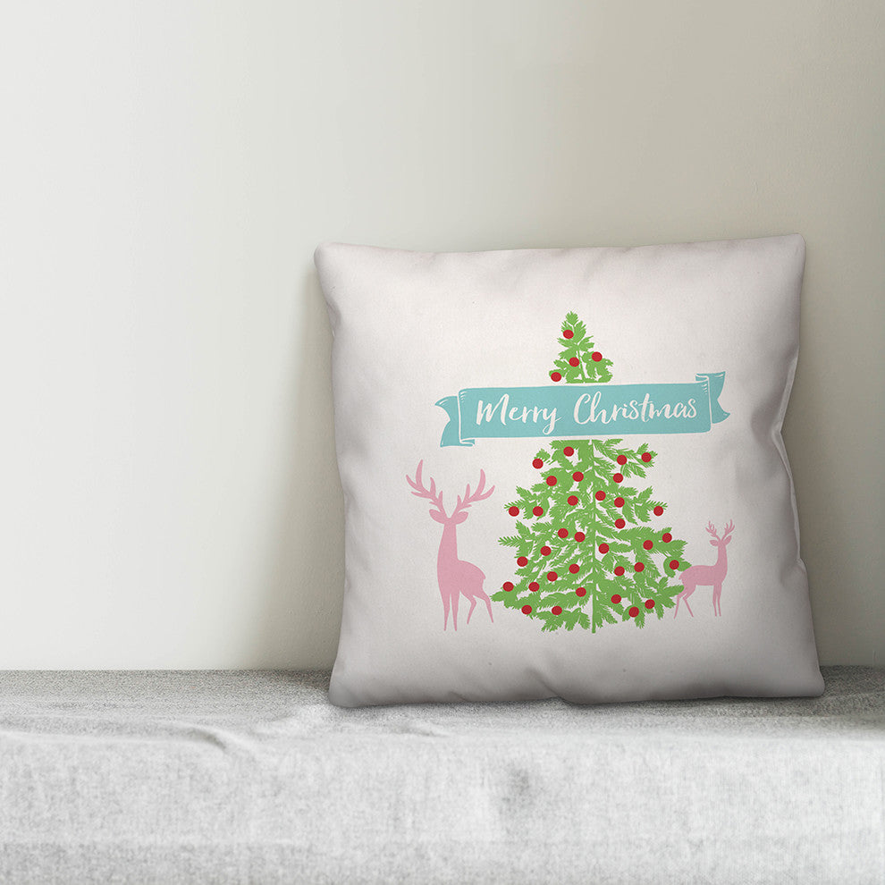 Merry Christmas Tree 20"x20" Throw Pillow Cover