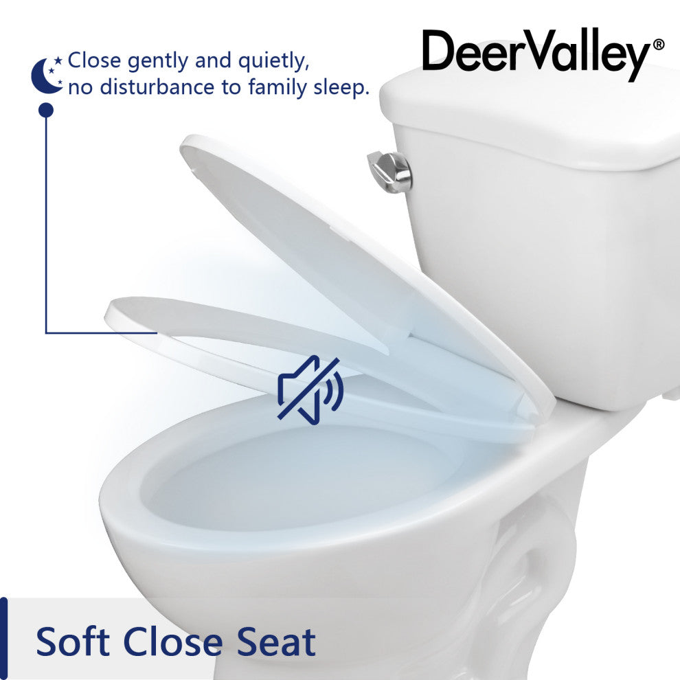 Two-Piece Elongated Toilet White ADA Comfort Height Bathroom Toilet