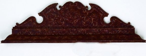 Ornate Embossed Baroque Iron Wall Plaque, Outdoor Antique Over Door Metal