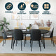LeisureMod Tule Dining Side Chair With Upholstered Seat and Steel Frame, Black/White