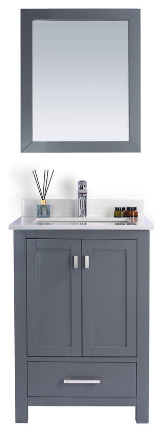 Wilson Vanity, Gray, 24", White Quartz