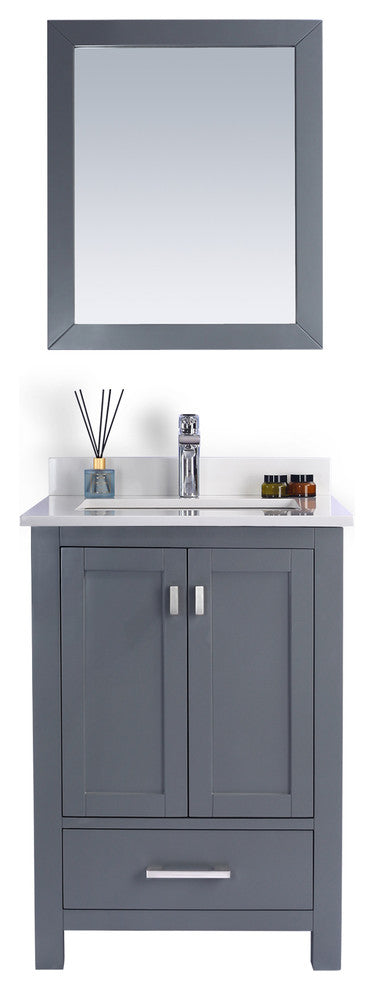 Wilson Vanity, Gray, 24", White Quartz