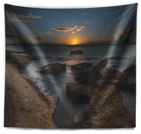 Rocky Sydney Beach at Sunset Seascape Wall Tapestry, 92"x78"