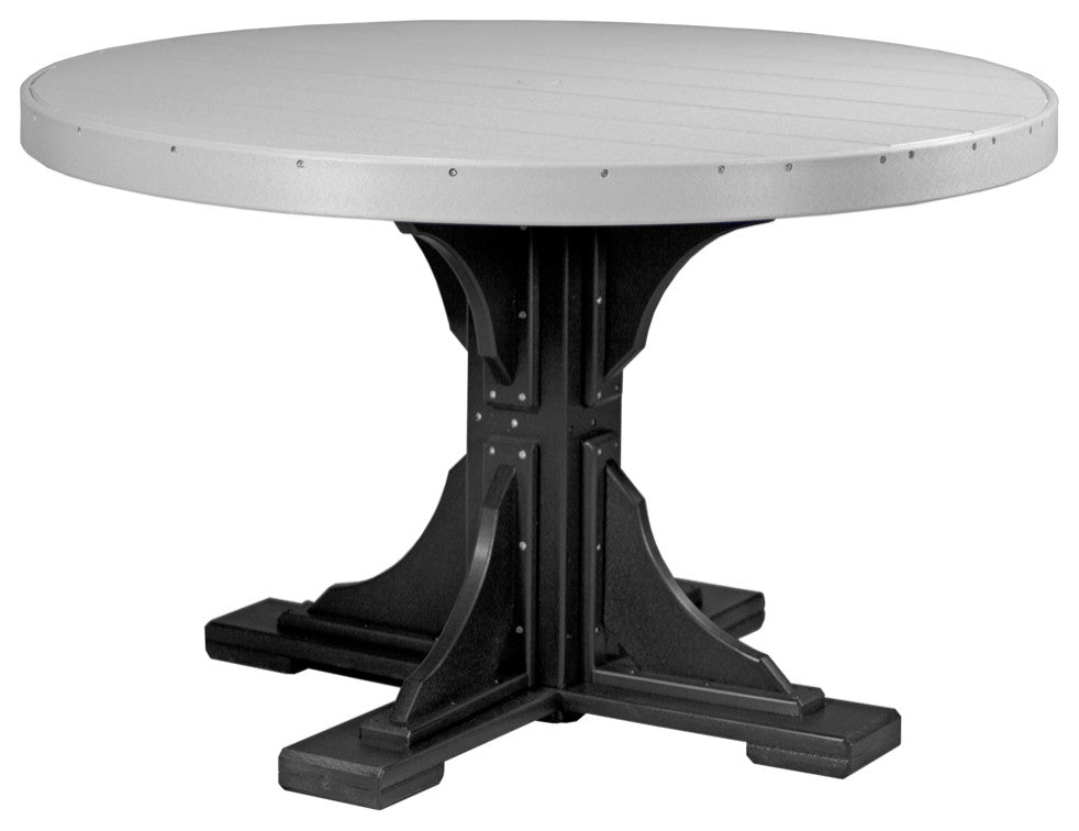 Poly Round Table, Dove Gray & Black, 4' X 4', Dining Height