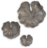 Lotus Leaf Wall Tiles, 3-Piece Set, Black/Silver, Aluminum