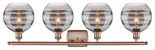 Ballston-Rochester 4-Light 38" Bath Vanity Light, Antique Copper, Light Smoke