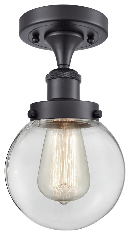 Innovations Lighting 916-1C-BK-G202-6-LED Beacon 1 Light 6" Semi-Flush Mount