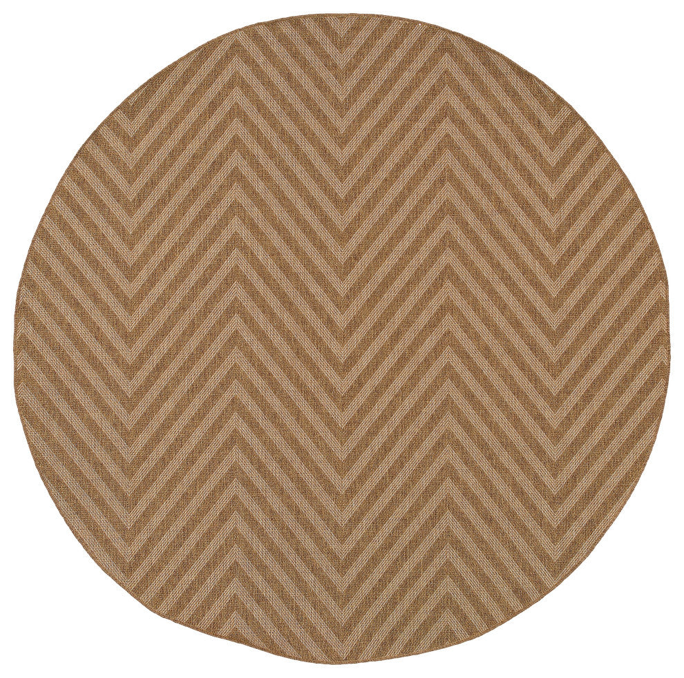 Oriental Weavers Karavia Tan/Light Tan Geometric Indoor/Outdoor Rug 7'10" RND