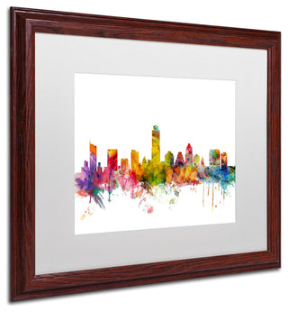 "Austin, Texas Skyline" Matted Framed Canvas Art by Michael Tompsett