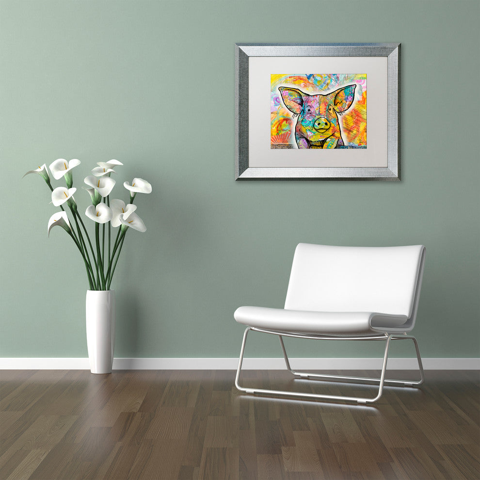 Dean Russo 'The Pig' Art, Silver Frame, White Mat, 14x11