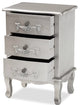 Classic and Traditional Brushed Silver Finished Wood 3-Drawer Nightstand