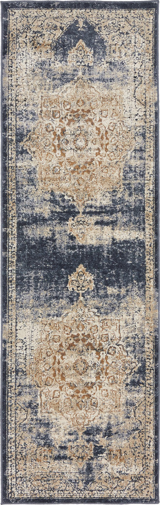 Unique Loom Dark Blue Chateau Roosevelt 2' 2 x 6' 7 Runner Rug