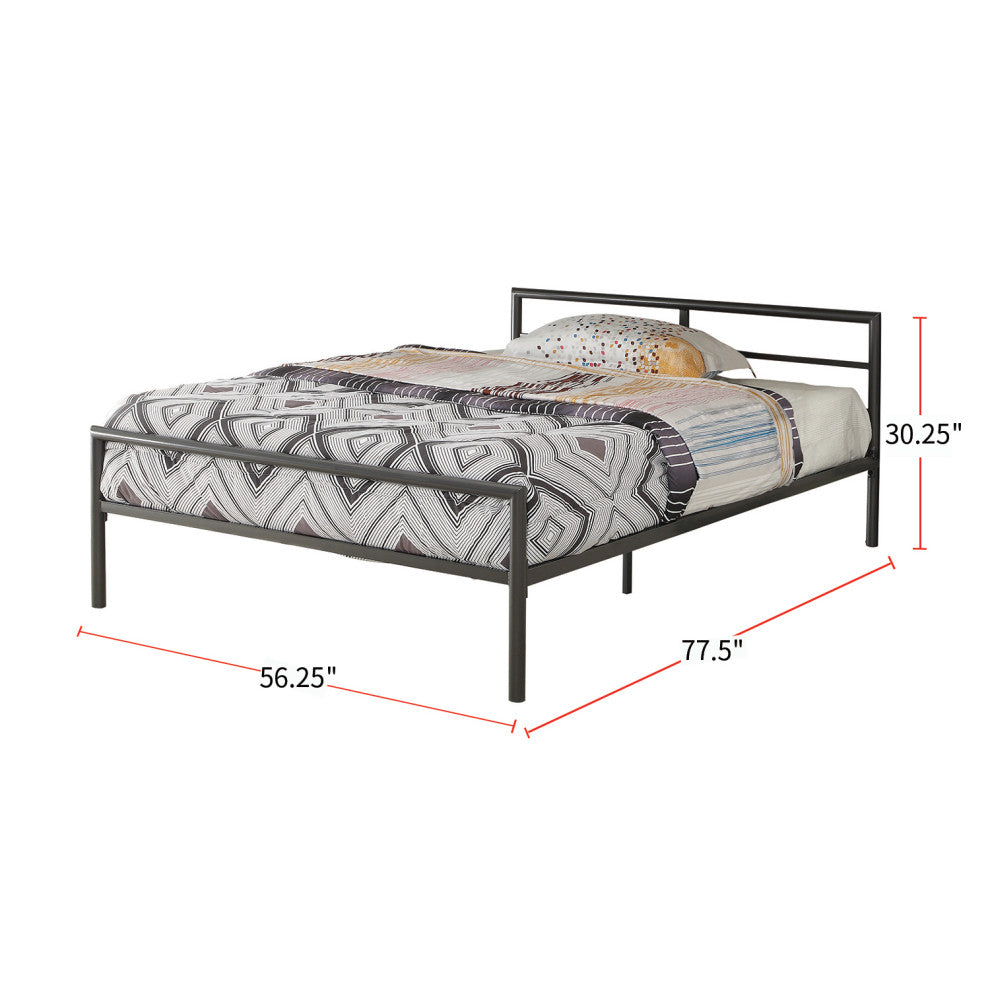 Metal Full Bed with Sleek Lines, Gunmetal