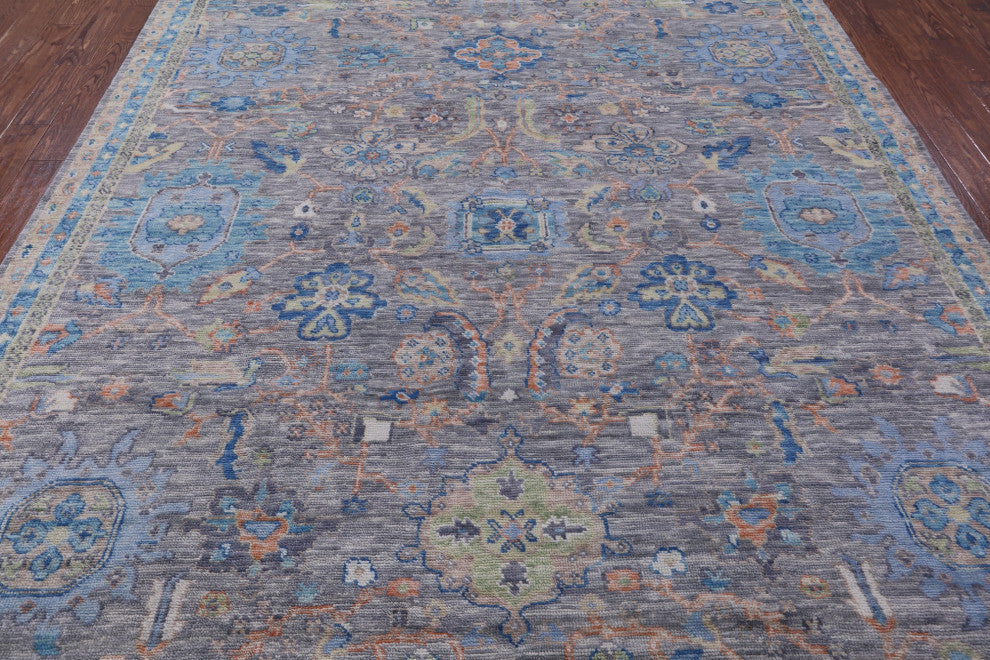 9' 1" X 12' 2" Hand Knotted Turkish Oushak Wool Rug - Q13297