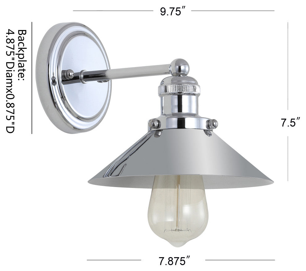 June Metal Shade Sconce, Chrome, 1-Light
