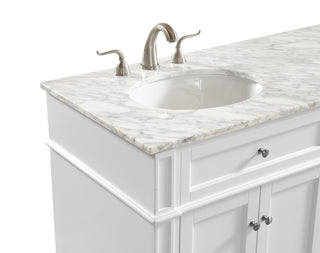 Home Living Vanity with Carrara White Marble Countertop, White, 60", Double Sink