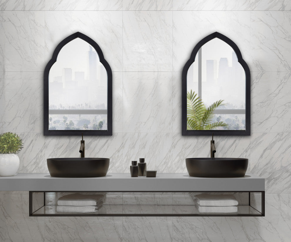 Eileen Framed Arch Mirror, Black 20x30
