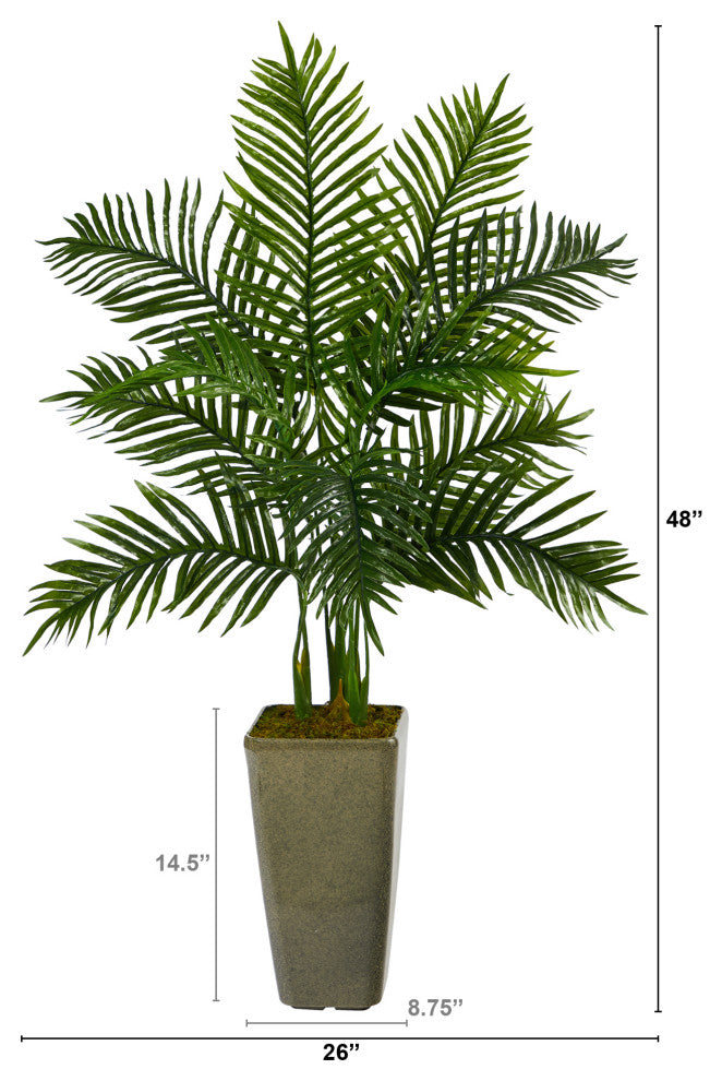 4'' Areca Palm Artificial Tree, Green Planter, Real Touch