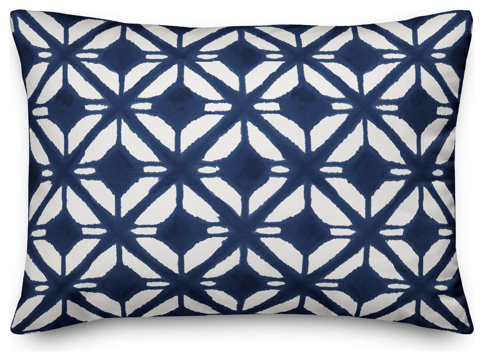 Navy Watercolor Diamond 14x20 Lumbar Pillow