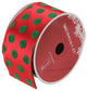 Red & Green Polka Dot Wired Christmas Craft Ribbon