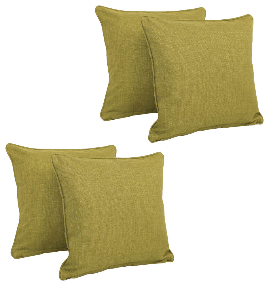 18" Double-Corded Solid Outdoor Square Throw Pillows, Set of 4, Avocado