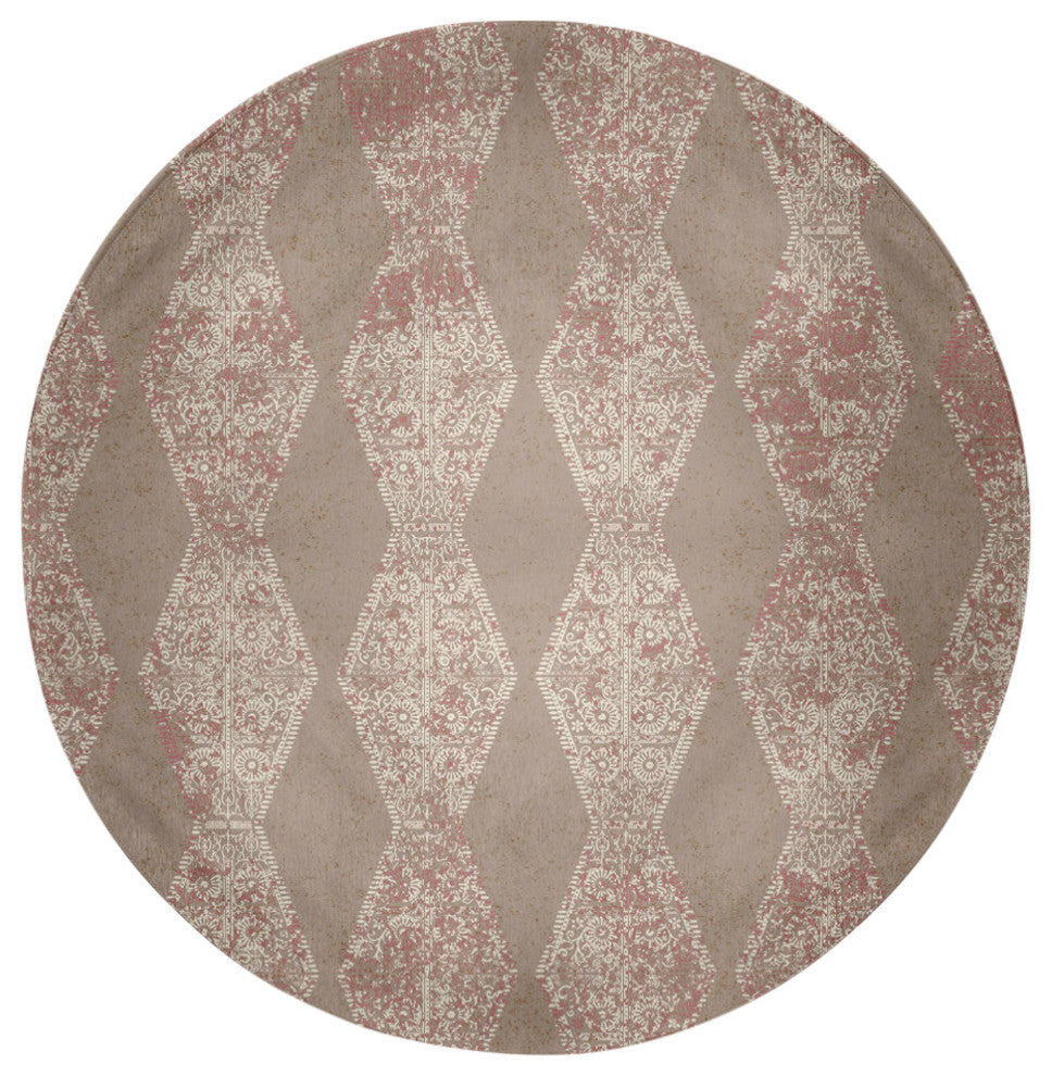 Pyramid Stripe Chenille Rug, Tan, 5' Round