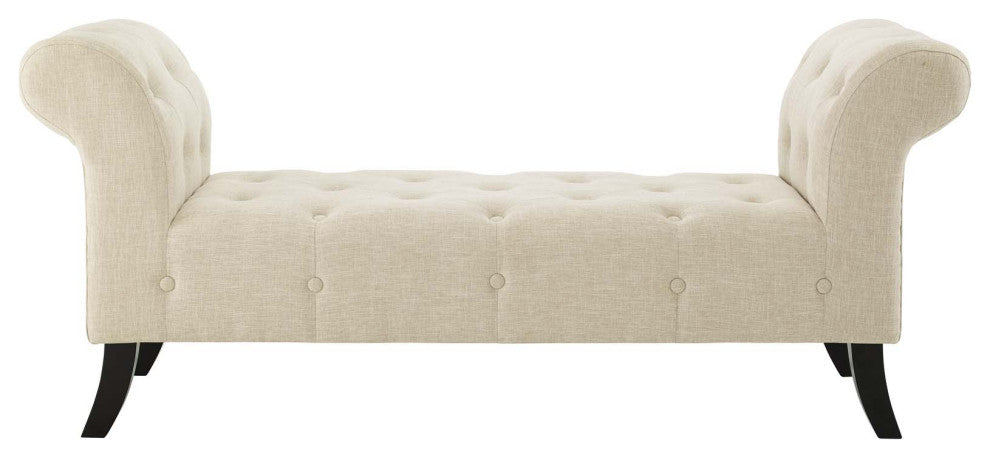 Modern Designer Living Room Lounge Club Lobby Accent Chair Bench, Fabric, Beige