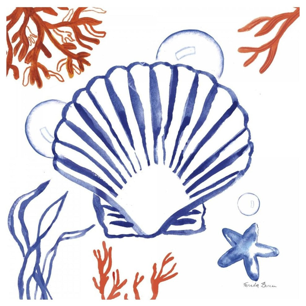 "Coastal Jewels III" Digital Paper Print by Farida Zaman, 26"x26"