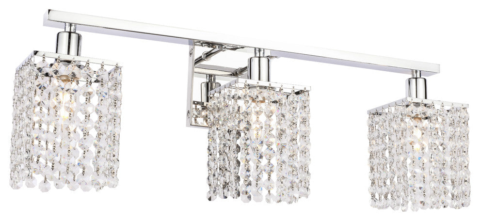 Chrome Finish And Clear Crystals 3-Light Wall Sconce