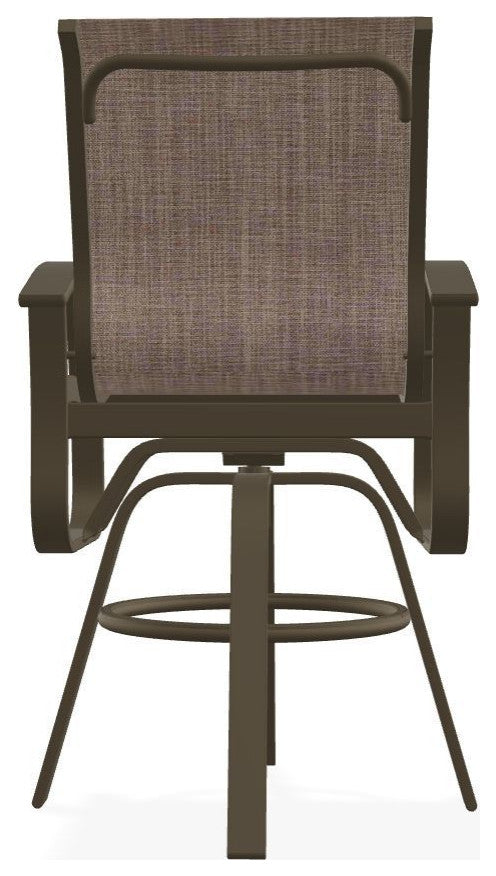 Belle Isle Sling Bar Height Outdoor Swivel Armchair, Augustine Fennel/Beachwood