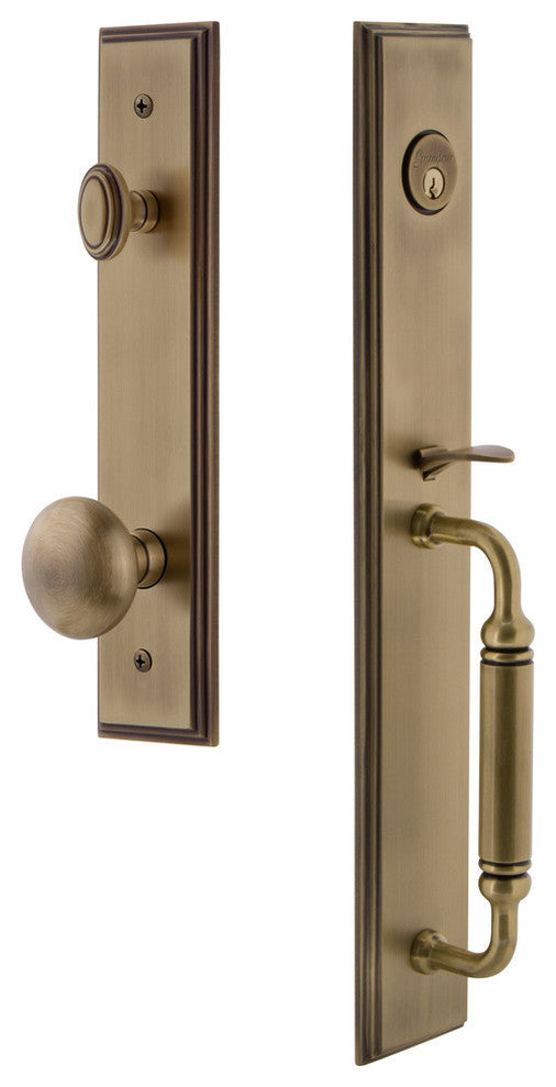 Carre' 1-Piece Handleset, C Grip and Fifth Avenue Knob, Vintage Brass, 842334