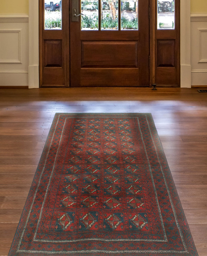 Fine Vintage Distressed Marc Rust/Navy Rug, 3'9x5'10