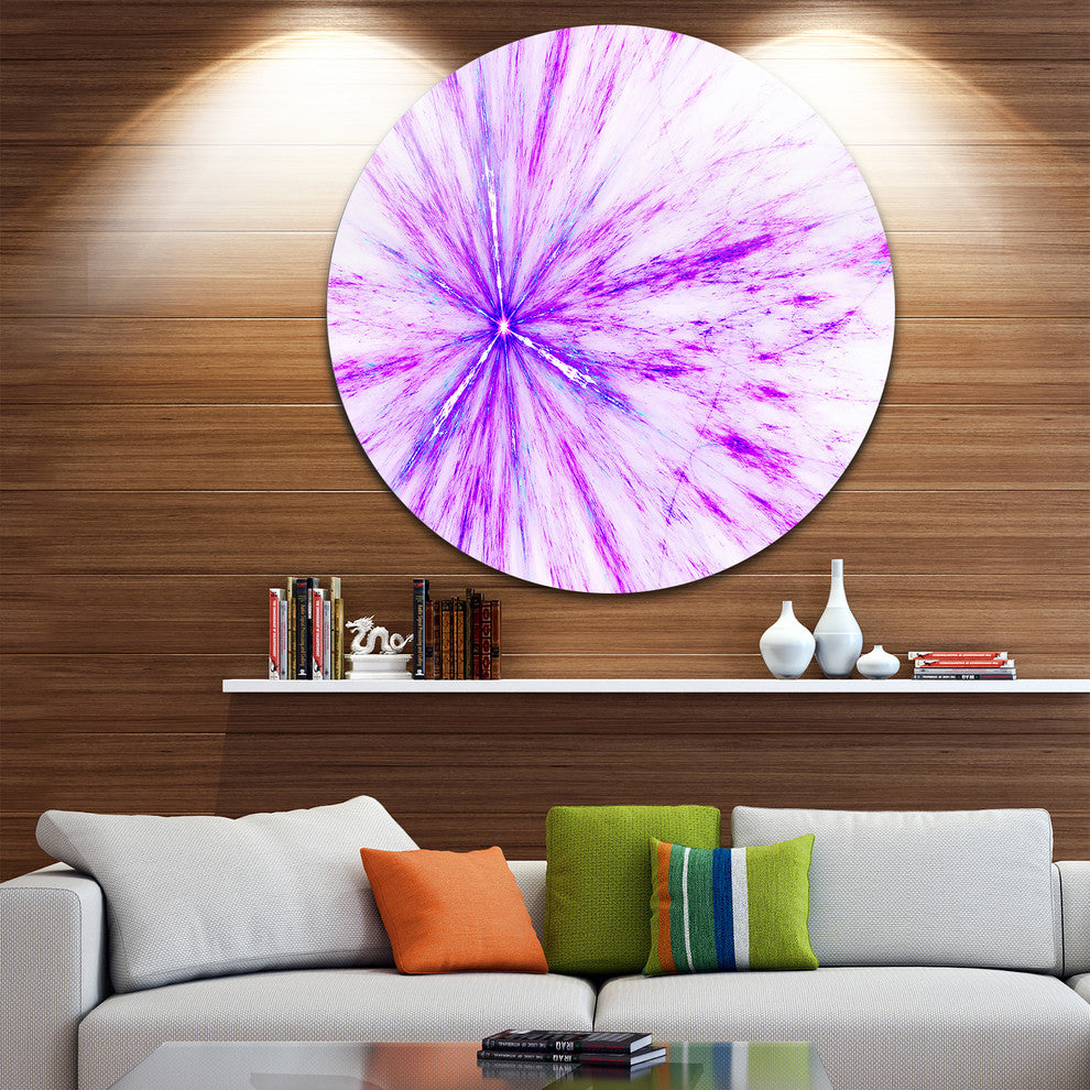Purple Flash Of Supernova, Abstract Digital Round Metal Wall Art, 11"