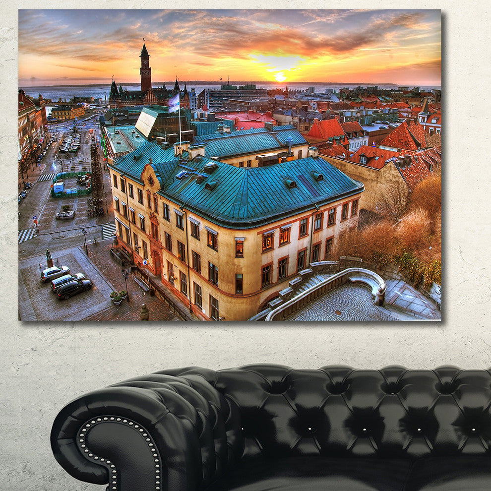 Colorful City Landscape, Cityscape Canvas Art Print, 40"x30"