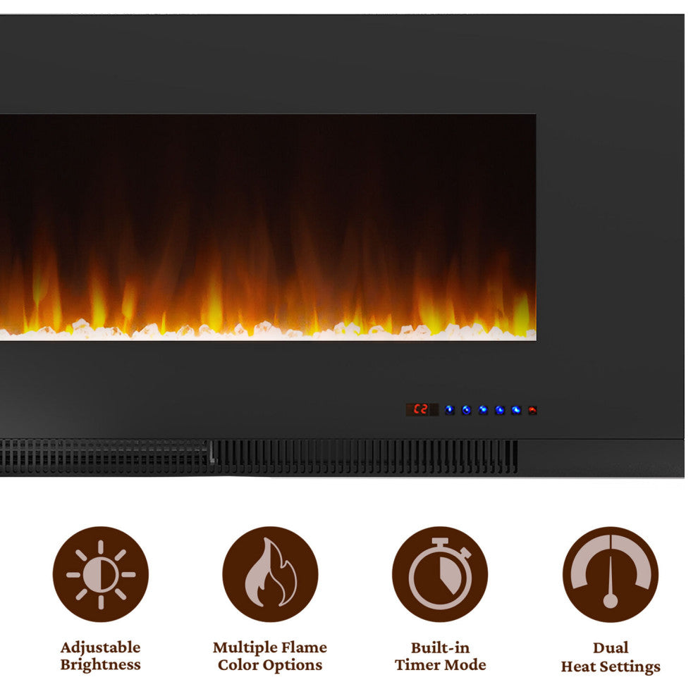 50" LED Cambridge Wall-Mount Electric Fireplace With Remote, Black