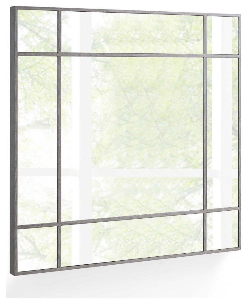 40" X Gray Oak Glass Square Mirror
