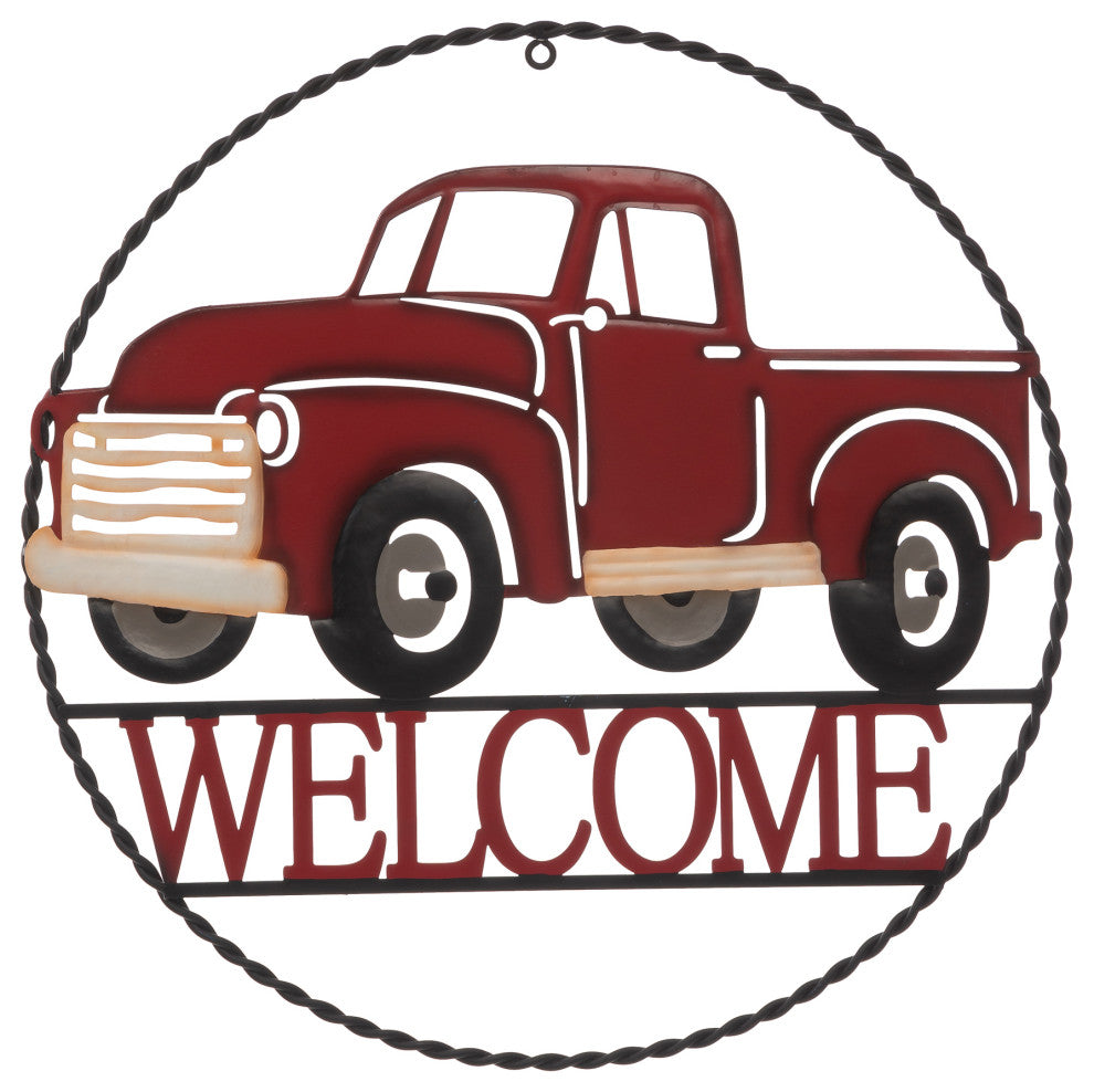 20"D Farmhouse Metal Truck Welcome Wall Decor