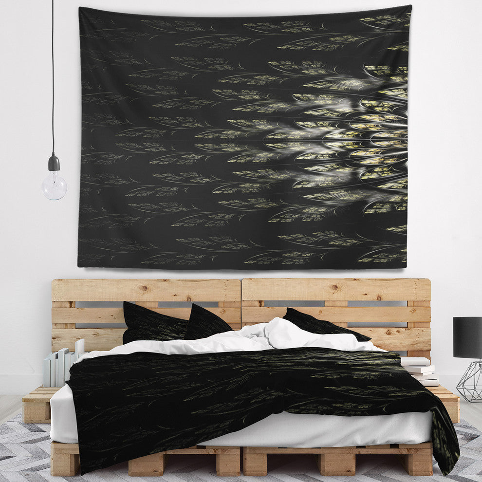 Glowing Symmetrical Fractal Flower Abstract Wall Tapestry, 80"x68"