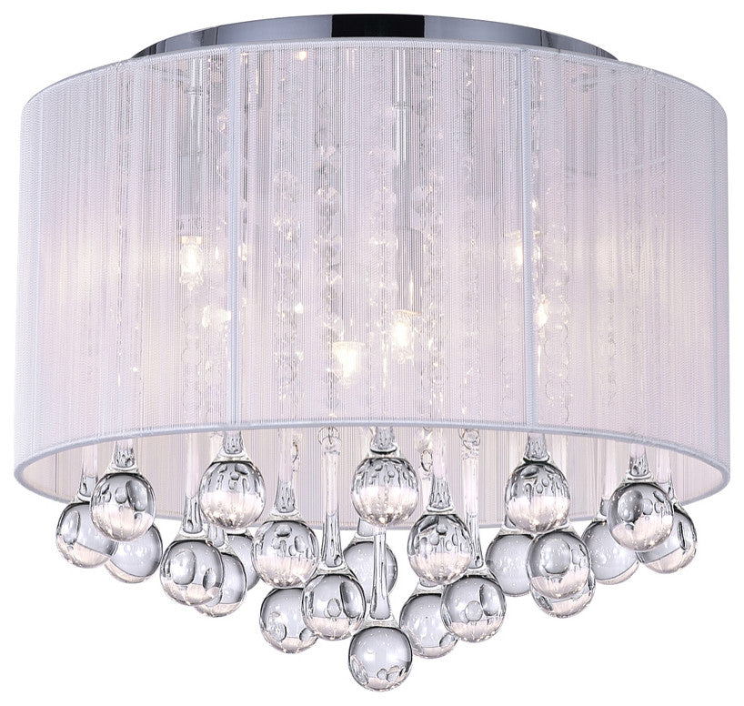 Water Drop 6 Light Drum Shade Flush Mount With Chrome Finish