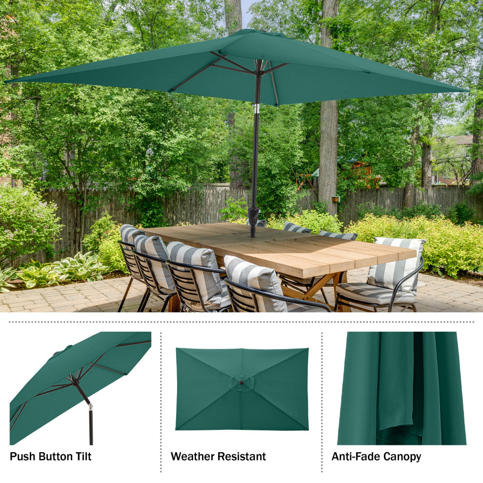 Pure Garden 10' Rectangular Patio Umbrella, Green