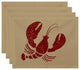18"x14" Lobster, Animal Print Placemat, Taupe And Beige, Set of 4