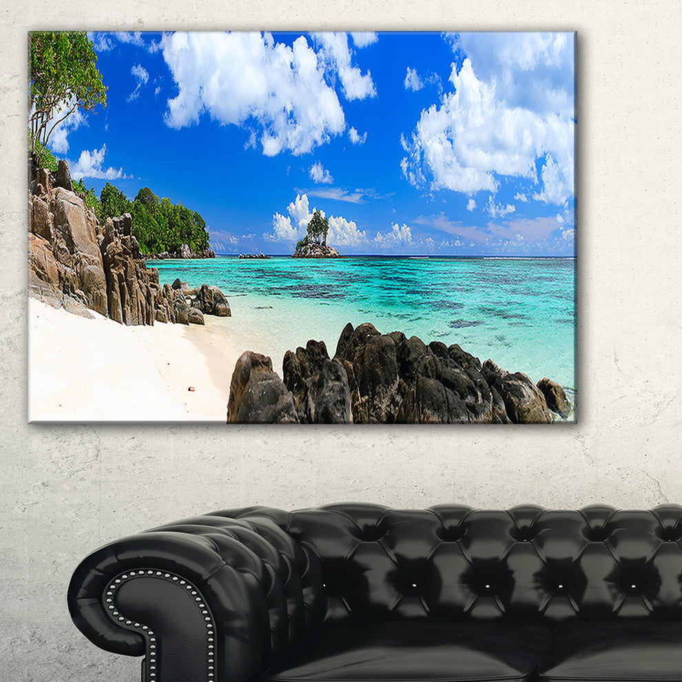 "Ideal Beach in Seychelles" Seascape Canvas Photo Print, 40"x20"