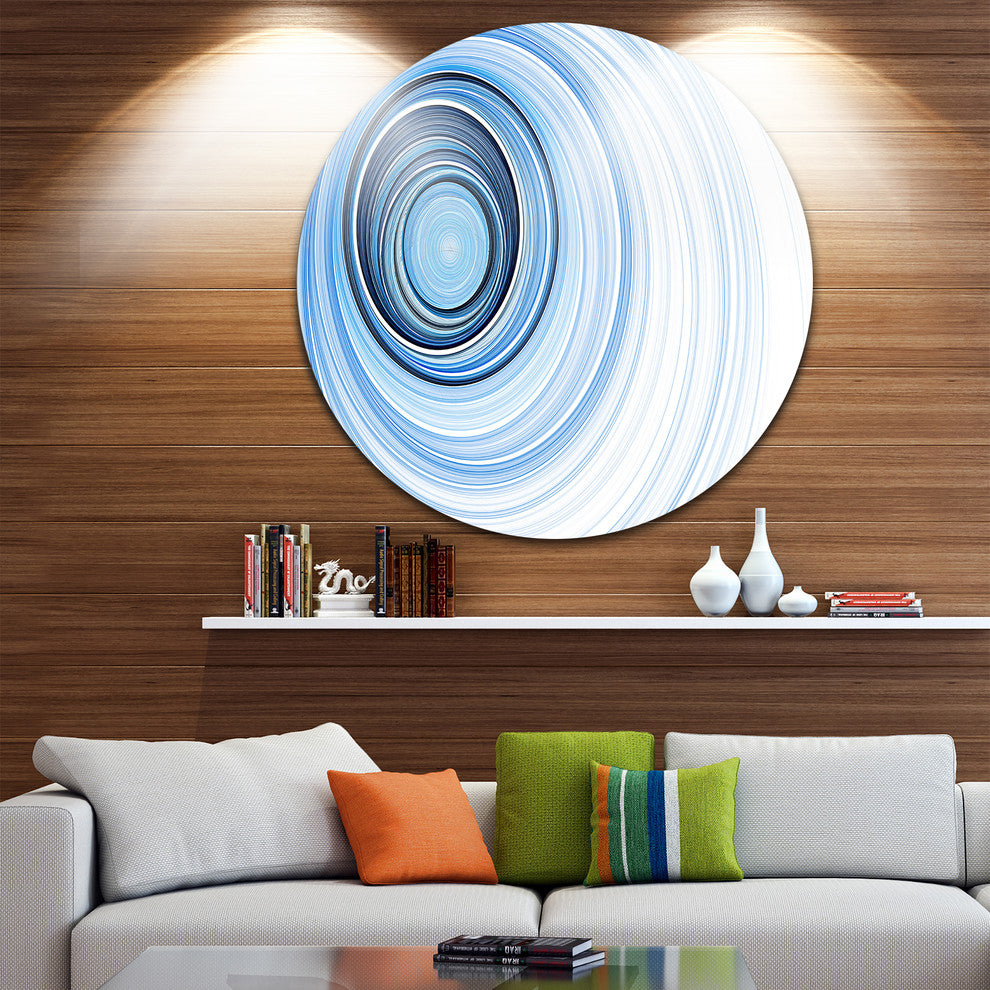 Blue Radio Waves, Abstract Digital Art Disc Metal Wall Art, 11"